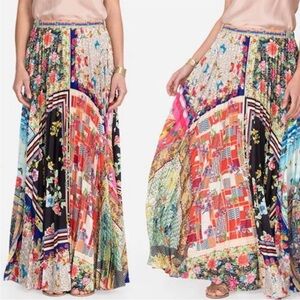 JOHNNY WAS Amalfi Pleated Swing Full Maxi Midi Floral Skirt \\ L